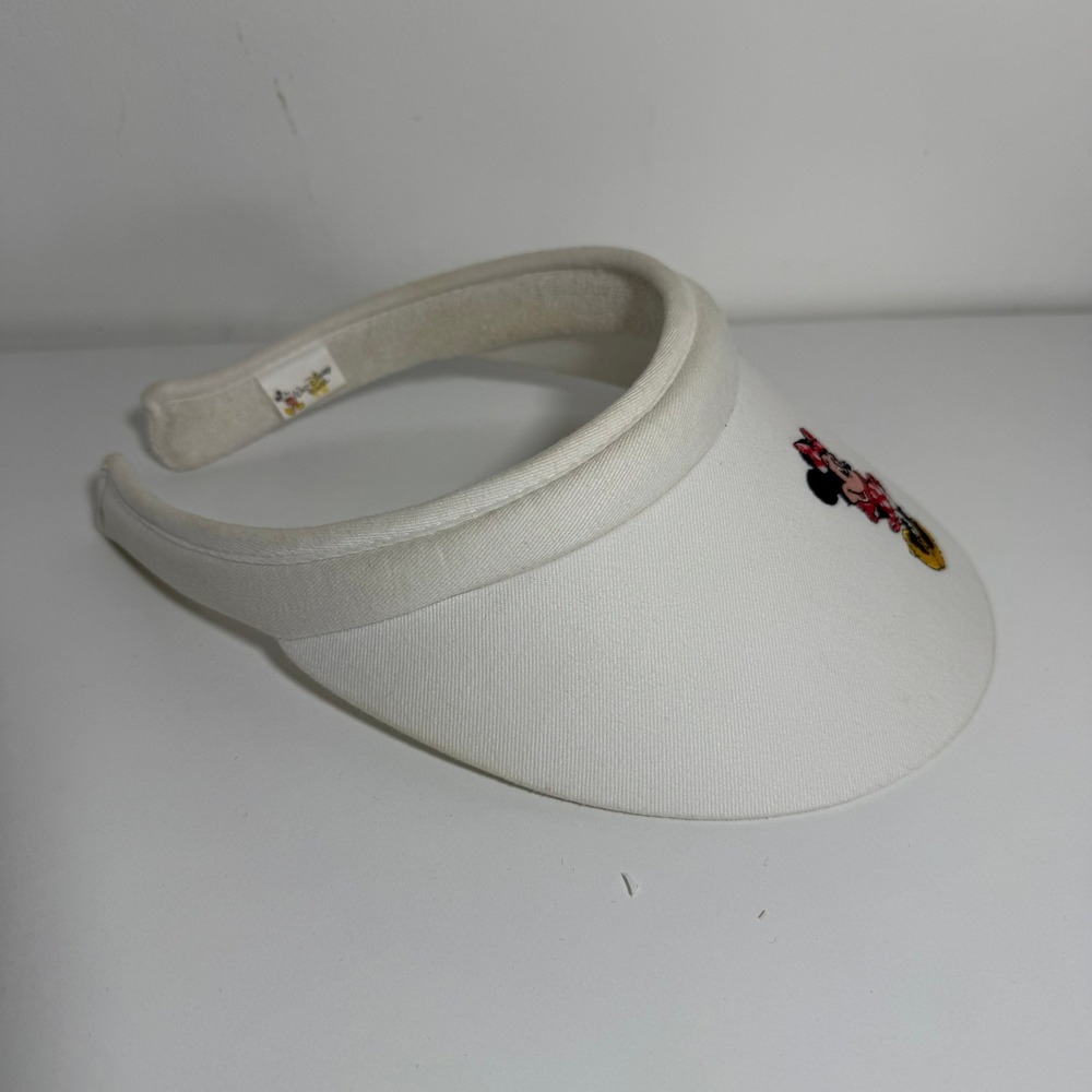 Walt Disney World Minnie Mouse Visor Womens OS White Vintage Clip On Sun Hat - Picture 3 of 9